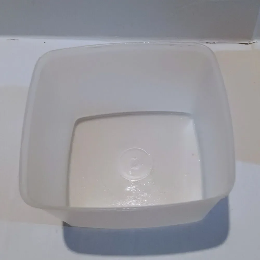 Vintage Tupperware Square Storage Containers W/ Lid-Lot Of 2-Clear & Tan